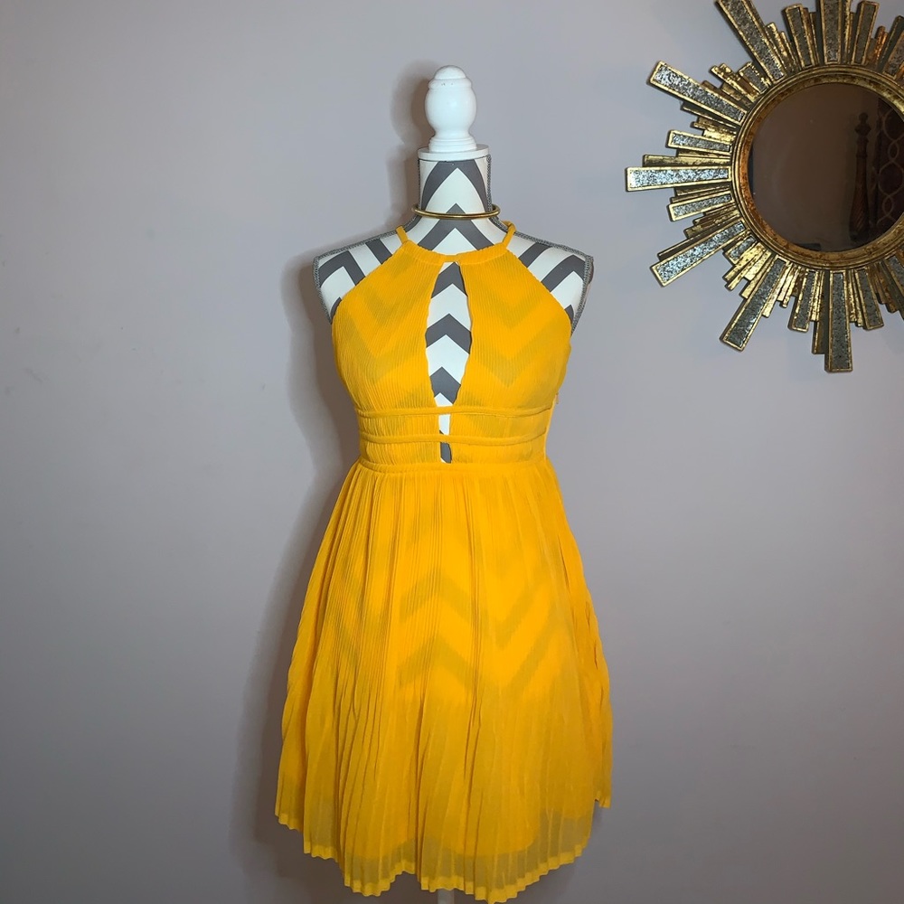 Strappy Yellow Plunge Dress